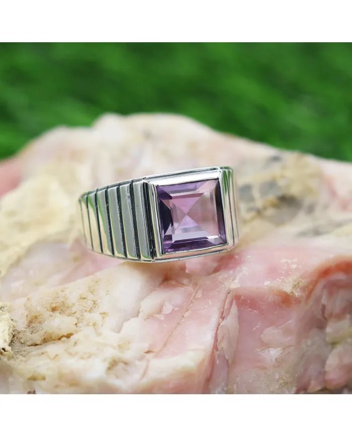Handmade Amethyst Ring - 925 Sterling Silver Statement Ring for Her & Him