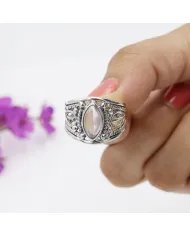 Rose Quartz Ring – Handmade Sterling Silver Boho Unique Jewelry, Gift for Her