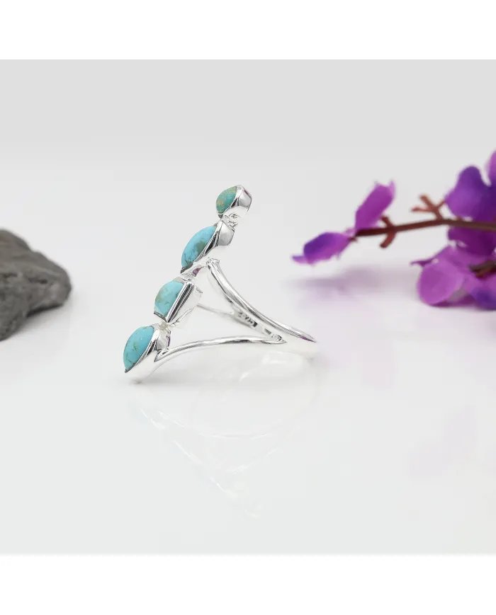 Arizona Turquoise Handmade Ring - Sterling Silver Statement Vintage Jewelry for Her
