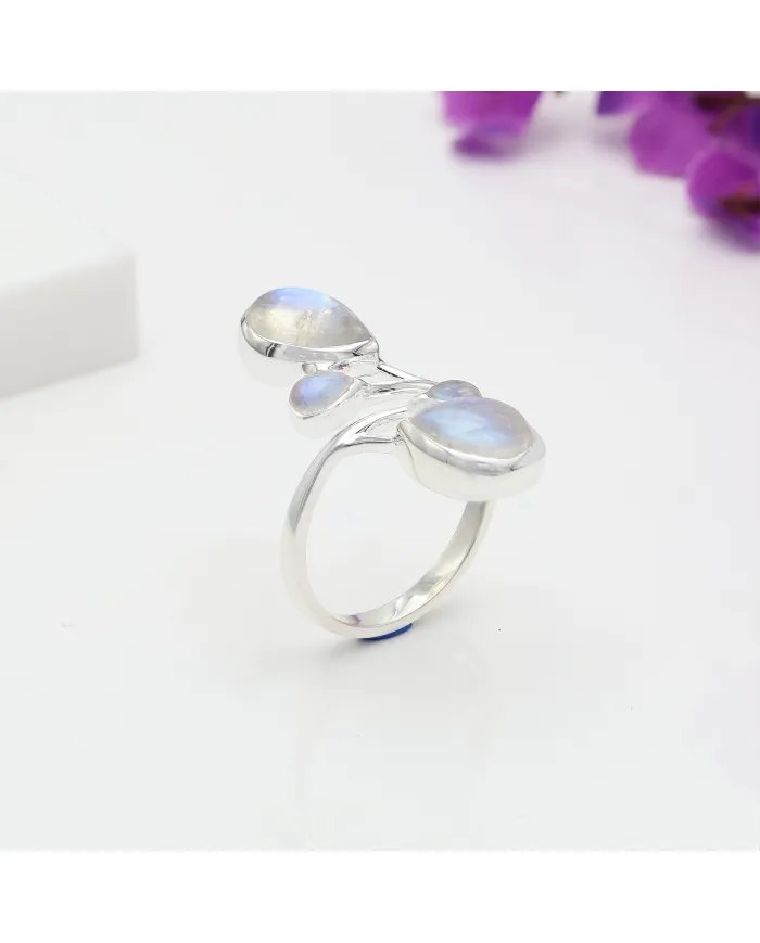 Moonstone Handmade Ring – Sterling Silver Dainty Statement Ring for Women