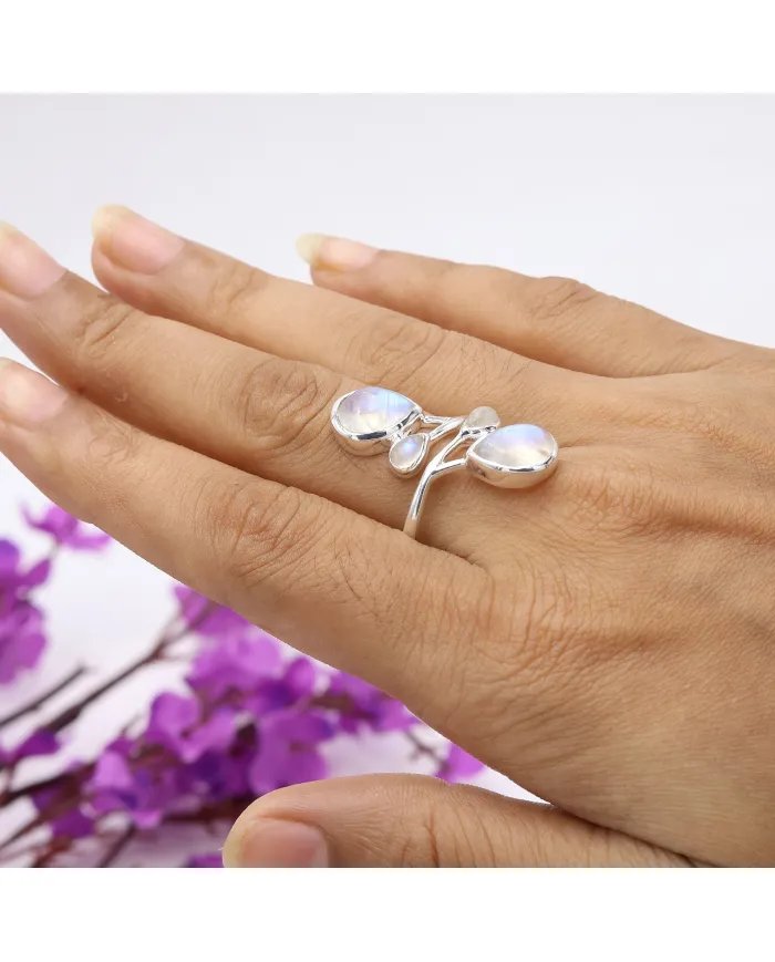 Moonstone Handmade Ring – Sterling Silver Dainty Statement Ring for Women