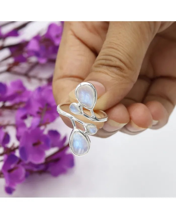Moonstone Handmade Ring – Sterling Silver Dainty Statement Ring for Women