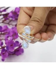 Moonstone Handmade Ring – Sterling Silver Dainty Statement Ring for Women