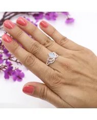 Handmade Moonstone Ring - Sterling Silver Flower Design, Statement Jewelry for Women