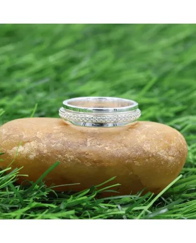 Swarovski Crystal Spinner Ring - Handmade Sterling Silver Gemstone Jewelry