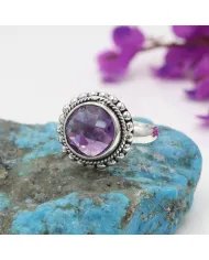 Amethyst Ring Boho Style Handmade Ring - Sterling Silver Statement Birthstone Jewelry