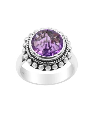 Amethyst Ring Boho Style Handmade Ring - Sterling Silver Statement Birthstone Jewelry