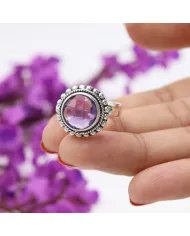 Amethyst Ring Boho Style Handmade Ring - Sterling Silver Statement Birthstone Jewelry