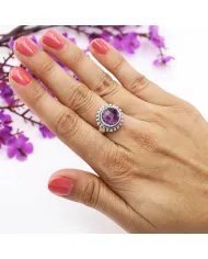 Amethyst Ring Boho Style Handmade Ring - Sterling Silver Statement Birthstone Jewelry