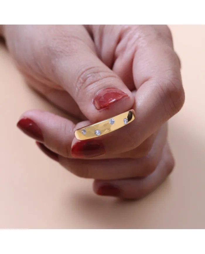 Sprinkler Diamond 925 Sterling Silver Gold Plated Handmade Ring