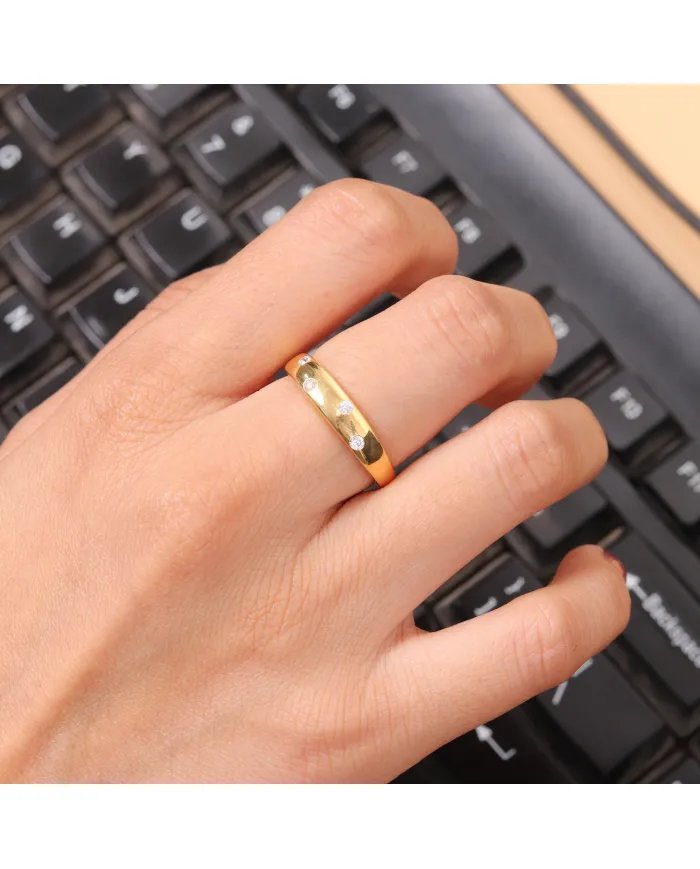 Sprinkler Diamond 925 Sterling Silver Gold Plated Handmade Ring