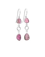Tourmaline Earrings - Sterling Silver Handmade Dainty Drop Earrings for Her