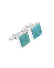 Blue Turquoise Cufflinks – Sterling Silver Handmade Men's Cufflinks
