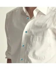 Blue Copper Turquoise Gemstone Shirt Button - Handmade Sterling Silver Men’s Accessory