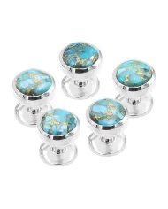 Men’s Handmade 925 Silver Shirt Button with Blue Turquoise Stone