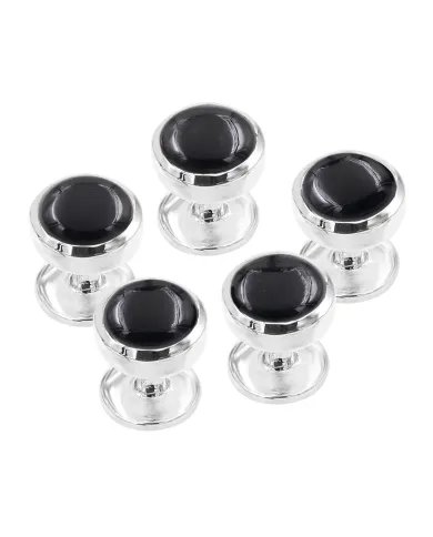 Black Onyx Gemstone Shirt Button - Handmade Sterling Silver Men’s Accessory