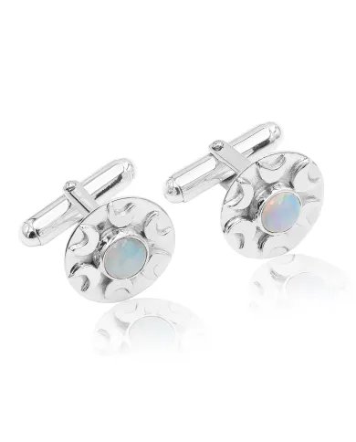 Handmade Ethiopian Opal Cufflinks in Sterling Silver – Men’s Luxury Accessories