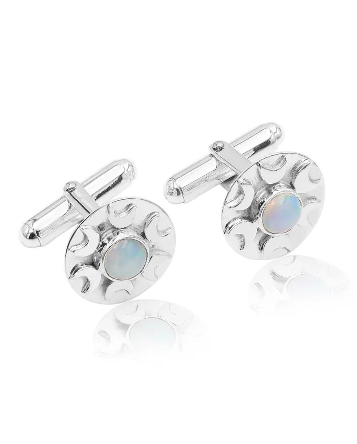 Ethiopian Opal Cufflinks - 925 Sterling Silver Men’s Luxury Accessories