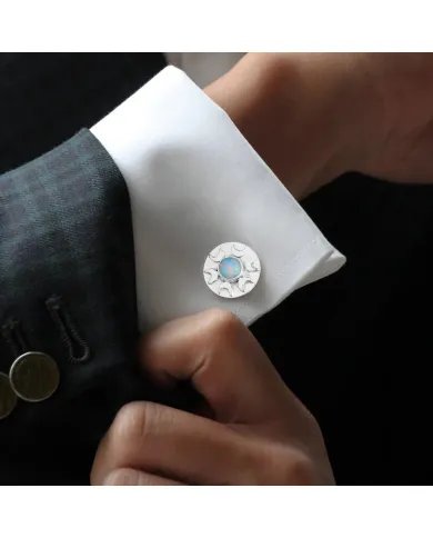 Ethiopian Opal Cufflinks - 925 Sterling Silver Men’s Luxury Accessories