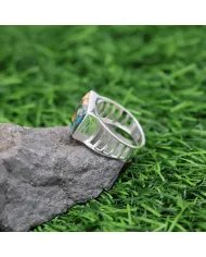 Orange Spiny Turquoise Ring - Sterling Silver Statement Men's Jewelry