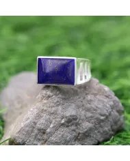 Lapis Lazuli Statement Ring - Sterling Silver Men's Handmade Jewelry