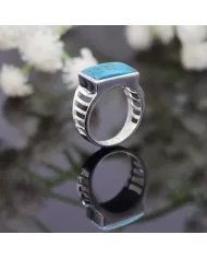 Arizona Turquoise Ring - Sterling Silver Handmade Engagement Ring for Men