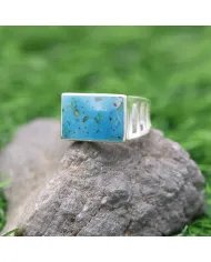 Arizona Turquoise Ring - Sterling Silver Handmade Engagement Ring for Men