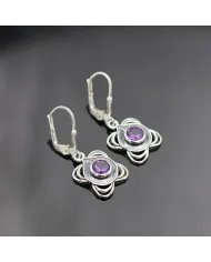 Amethyst Dangle Earrings - Sterling Silver Handmade  Jewelry