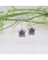 Amethyst Dangle Earrings - Sterling Silver Handmade  Jewelry