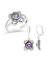 Natural Larimar Ring - Sterling Silver Handmade Statement Ring for Women