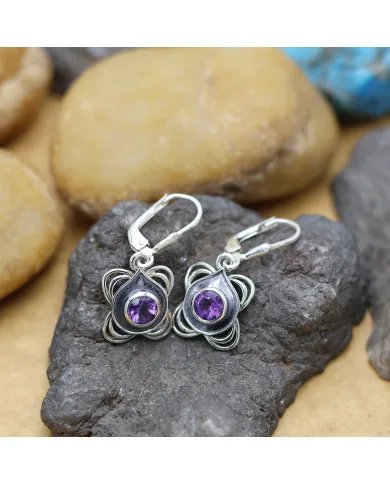 Amethyst Ring & Earring Set In Sterling Silver - Handmade Versatile Jewelry for Women