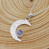 Half Moon Pendant, Charm Pendant, 925 Silver Pendant, Moonstone Pendant, Pendant with Chain, Love Pendant, Crescent Moon Pendant