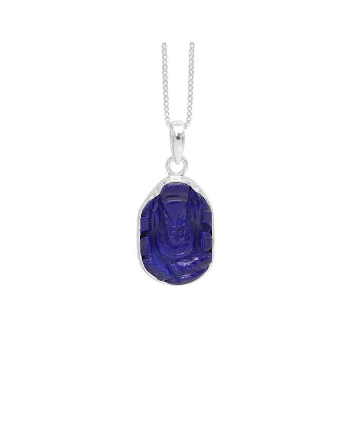 Lapis Lazuli Pendant - Sterling Silver Lord Ganesha Pendant for Her & Him
