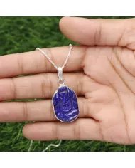 Lapis Lazuli Pendant - Sterling Silver Lord Ganesha Pendant for Her & Him