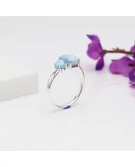 Natural Larimar Ring - Sterling Silver Handmade Statement Ring for Women