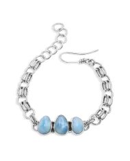 Natural Larimar Bracelet - Sterling Silver Handmade Unique Jewelry