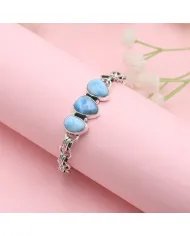 Natural Larimar Bracelet - Sterling Silver Handmade Unique Jewelry
