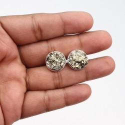 Pyrite Cufflinks, Men's Cufflinks, 925 Silver Cufflinks, Groomsmen Cufflinks, Golden Cufflinks, 14x14mm Round Shirt Cufflinks