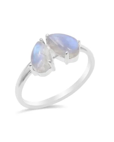 Moonstone Ring - Sterling Silver Handmade Minimalist Band Ring for Women