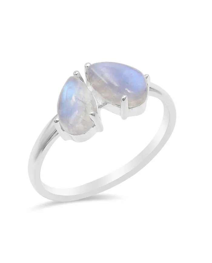 Moonstone Ring - Sterling Silver Handmade Minimalist Band Ring for Women