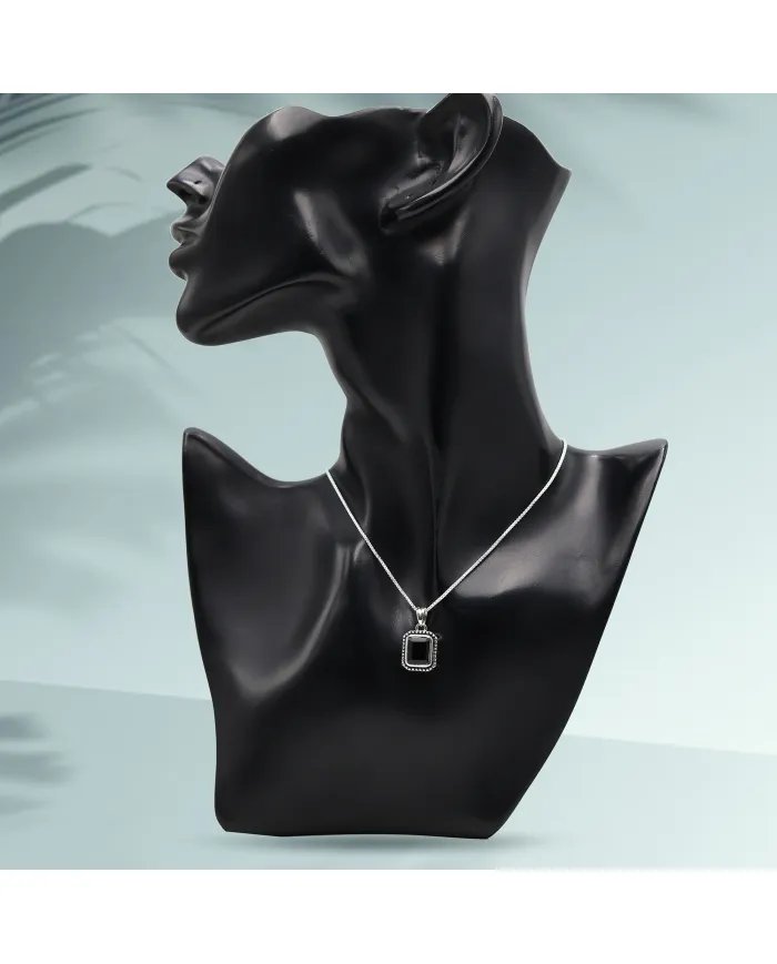 Black Onyx Pendant - 925 Sterling Silver Handmade Jewelry for Women