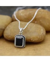 Black Onyx Pendant - 925 Sterling Silver Handmade Jewelry for Women