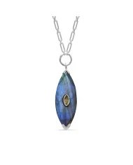 Labradorite Marquise Pendant - Handmade Sterling Silver Citrine Jewelry
