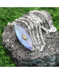 Labradorite Marquise Pendant - Handmade Sterling Silver Citrine Jewelry
