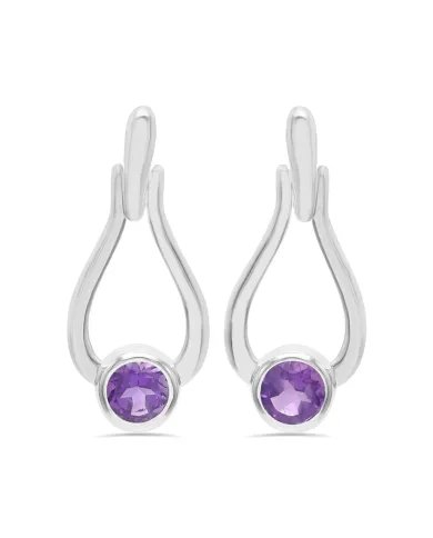 Handmade Amethyst Earrings - Sterling Silver Statement Drop Jewelry