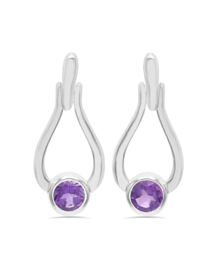 Handmade Amethyst Earrings - Sterling Silver Statement Drop Jewelry