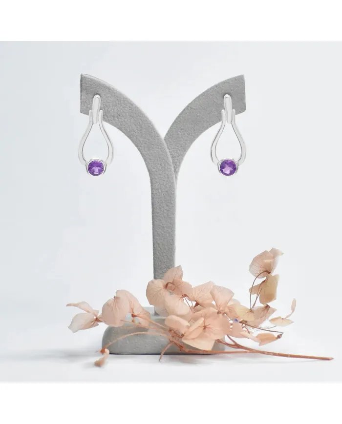 Handmade Amethyst Earrings - Sterling Silver Statement Drop Jewelry