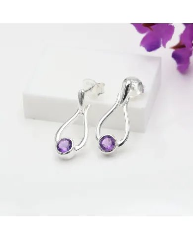Handmade Amethyst Earrings - Sterling Silver Statement Drop Jewelry