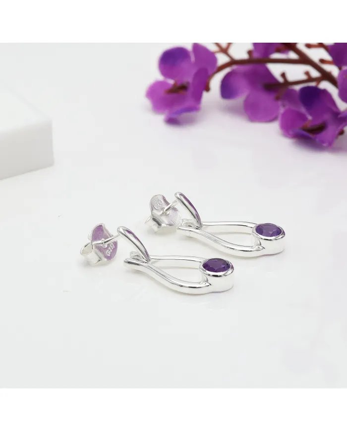 Handmade Amethyst Earrings - Sterling Silver Statement Drop Jewelry