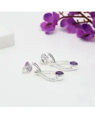 Handmade Amethyst Earrings - Sterling Silver Statement Drop Jewelry